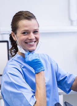 Dental hygienist smiles