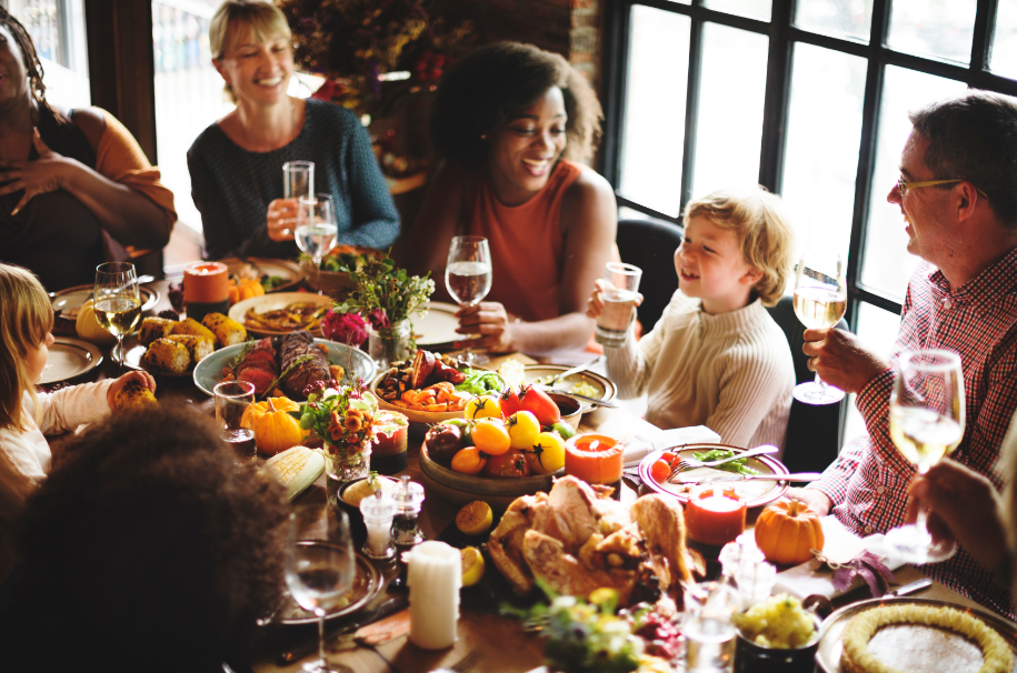 Family at Thanksgiving dinner